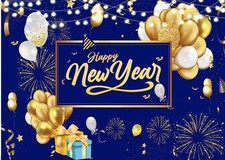 CHAIYA 7X5FTHappy New Year Backdrop Happy 7  x5  , Blue
