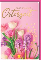 Ostern - GlüCkwunschkarte Im Format 11,5 X 17 Cm Mit Umschlag - Blumen Auf Rosa