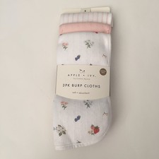 NEW Baby Burp Cloths 3pk Solid and Prints Flo...