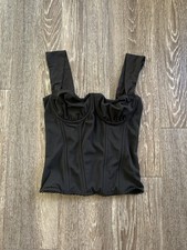 Edikted Black Lace Bustier Boned Corset Top Sz S Whimsigoth Grunge Coquette