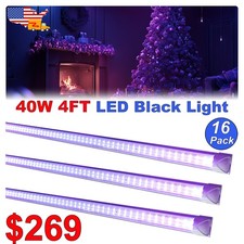 16 Pack 4Ft Led Black light Bar T8 Integrated Linkable Led Tube 40W Fixture