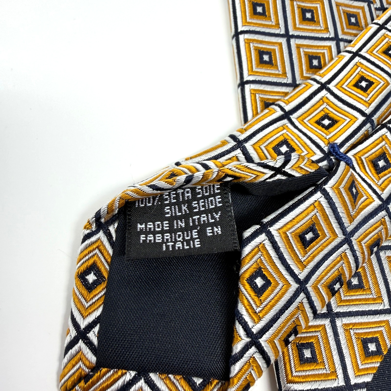 Canali Geometric Square Pattern Silk Necktie Yell… - image 3