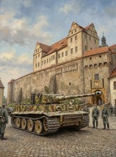 GERMAN TIGER TANK WW2 NEAR COLDITZ  CASTLE 10x8 inch print.