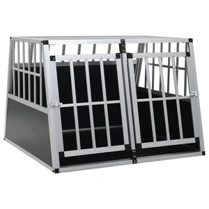 Dog cage Silver Aluminium & MDF 94x88x69 cm Travel Car Crate 1 Door Portable EZ