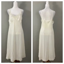 Vintage Vanity Fair Satin Chemise Size 26 Ivory Full Slip Sleepwear Nightgown