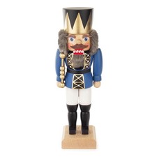 Nussknacker König blau lasiert 10x27x8,2cm Regent Monarch Prinz Fürst Thronmann