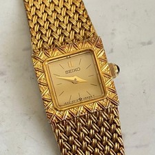 SEIKO Square Quartz Watch Gold SGP 1E20-5000 Ladies Bracelet Watch