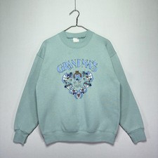 VTG 90s Grandmas Are For Hugging Sweatshirt - Light Green - Womens MEDIUM