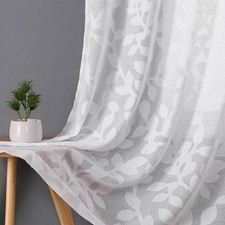 OVZME White Sheer Curtains 54 inches Long 2 42"W x 54"L Pack of 2 ,
