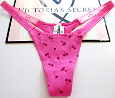 VICTORIA'S SECRET PINK Cotton High Leg Micro Thong Panty S M L Cherries NWT VS