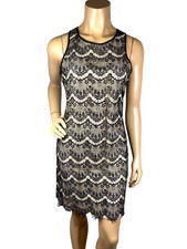 Esley Size Small 100% Polyester Sleeveless Black Lace Cocktail Dress Solid Back
