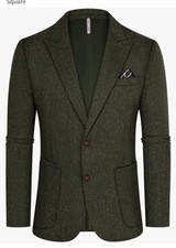 PJ PAUL JONES Mens Blazer Vintage Herringbone Tweed Blazer 2 Button Wool Blend/L