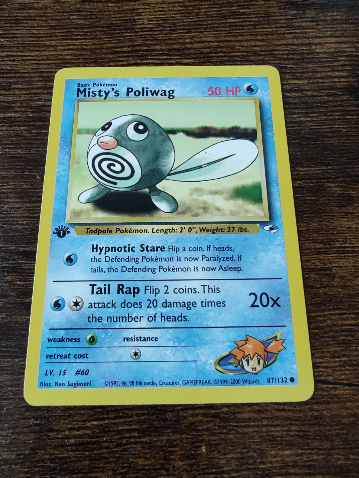 Pokemon Gym Heroes 1st Edition Misty's Poliwag 87/132