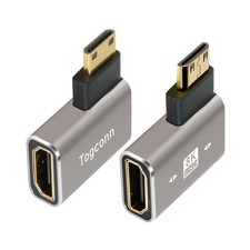 2-Pack 90 Mini HDMI to HDMI Right/Left L-Shaped Adapter 8K 60Hz 4K 120Hz Slim