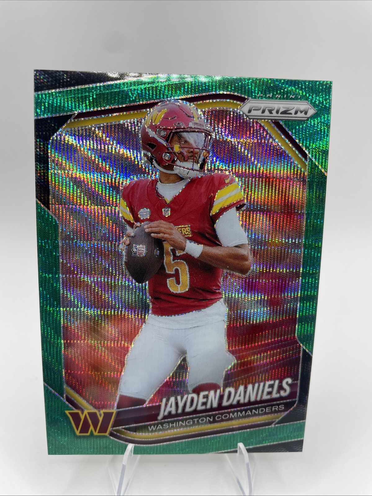 2025 Panini Prizm Jayden Daniels #278 Green Wave - Washington Commanders