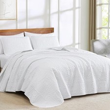 Chezmoi Collection Austin  Oversized Bedspread Coverlet Set Queen - White