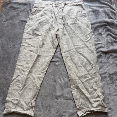 Joseph & Feiss Pants Mens 36x32 (38x29) Linen Beige Stripe Lightweight Casual