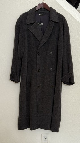 Gucci, Vintage Gucci long Trench Coat Alpaca wool mohair blend size 50 Made In Italy