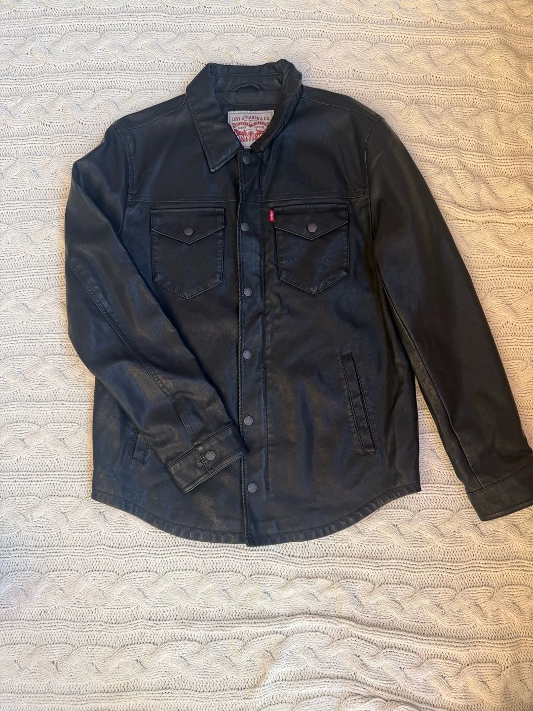 Levi's Faux Leather Trucker Jacket Black Size M - product detail image 1