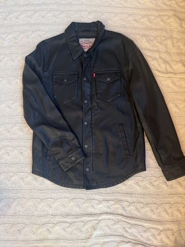 Levi's Faux Leather Trucker Jacket Black Size M video thumbnail