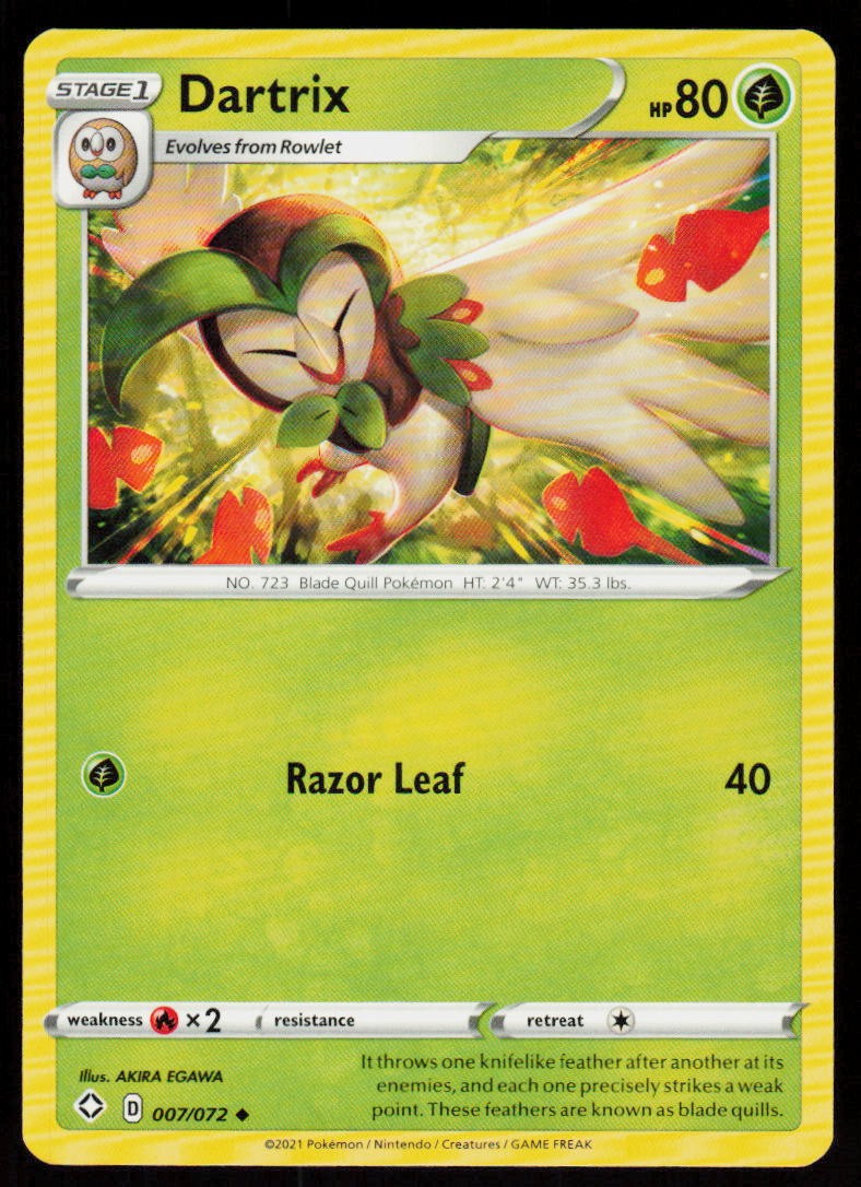Dartrix 007/072 Uncommon Shining Fates Pokemon Near Mint