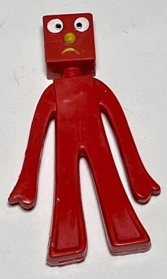 Vintage Blockhead Gumby 2-3/4  Figure Rubber 2-3/4  Red 1995 Trendmasters Bendy