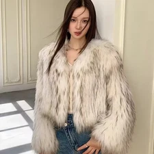Winter New Raccoon Fur Coat Luxury Women's Short Fashion Fox Fur Party Top Coat