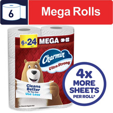 Charmin Ultra Strong Toilet Paper, 6 Mega Rolls, 220 Sheets Each