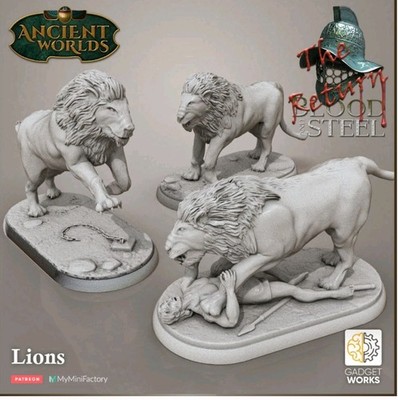 28mm Anicent Roman Gladiator Arena Lion Set Tabletop Gaming Miniaturen