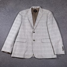 Jos A Bank Reserve Sport Coat Men XL Gray Glen Plaid Tailored Fit Cotton Blazer