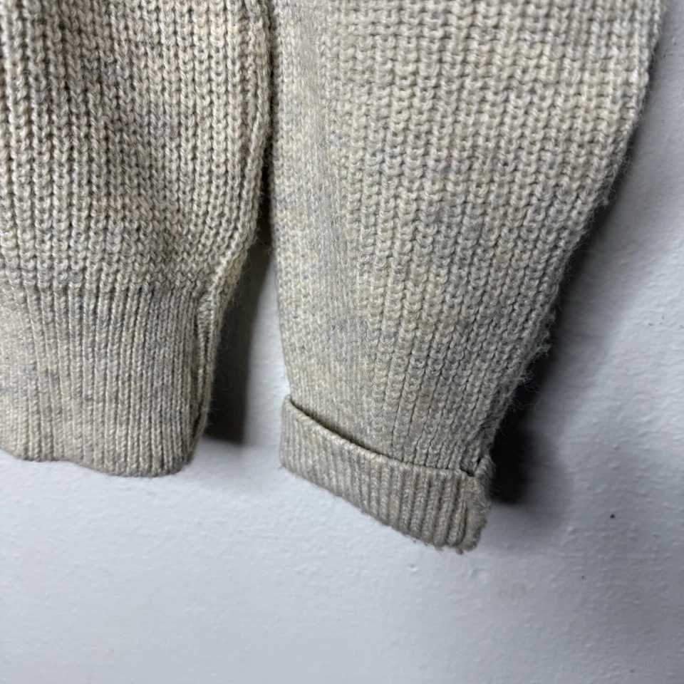 Vintage LL Bean Henley Sweater Men’s XL Tall Cream Fisherman Wool Blend USA - Image 2 of 4