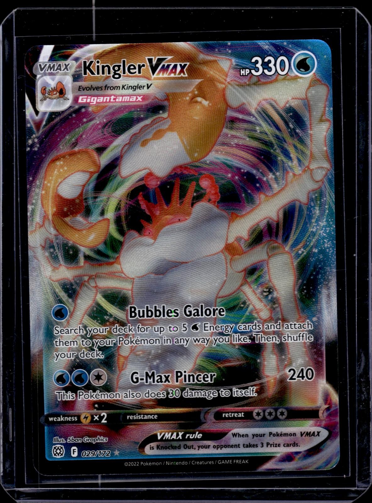 Kingler VMAX 029/172 Holo VMAX Rare Brilliant Stars Pokemon Near Mint