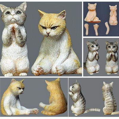 Unpainted 1/35 Resin Model 25mm Meow Star Cute Cat 2pcs 1410# #