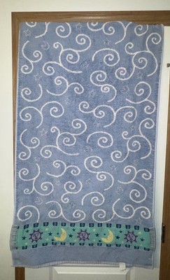 Vtg Jubilee Celestial Beach Towel 90 s Y2K Sun Moon Star Embroidered 28x48  Bath