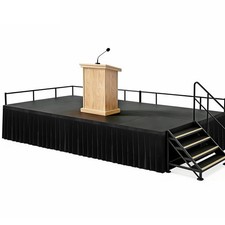 16 Ft X 28 Inch Black Stage Skirt Portable Pleated Ruffle Platform Skirting W...