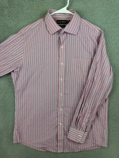 Lauren Ralph Lauren Shirt Mens 16.5 Large Pink Blue Stripe Slim Fit Non Iron Men