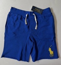 POLO RALPH LAUREN Kids Blue Big Pony Sweat Shorts Cutoff Size M 10-12 NWT