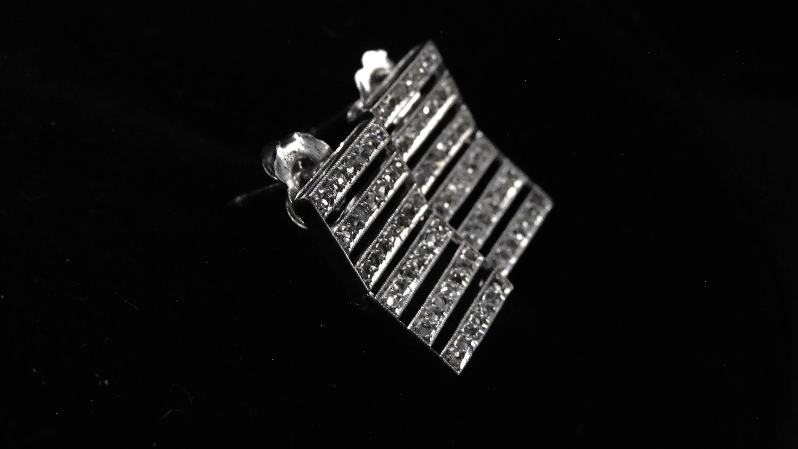 PLATINUM RECTANGULAR / FLEXIBLE PAIR OF EARRINGS … - image 2