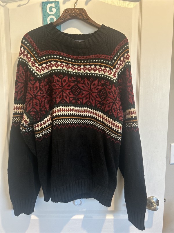 Tommy Hilfiger Mens Xl  X Large  Snowflake Print Knit Sweater Vintage