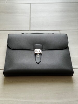 HERMES BLACK SAC A DEPECHES LIGHT 1-37 LEATHER EPSOM BRIEFCASE NEW