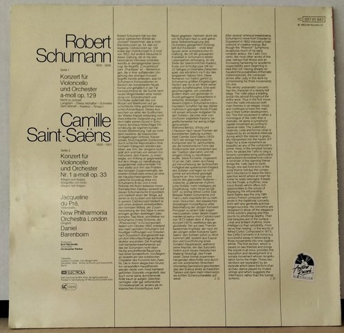 HMV 1C 037-01 943 GERMANY JACQUELINE DU PRE SCHUMANN SAINT-SAENS CELLOKONZERT LP - Picture 2 of 4