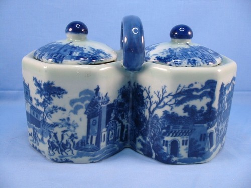 Victoria Ware Ironstone Flow blau geteilt Schalen mit Griff; Deckel antik - Bild 5 von 16