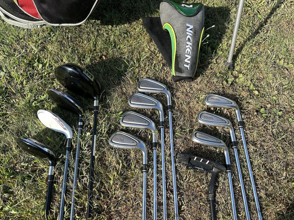 CALLAWAY TAYLORMADE NICKENT MENS COMPLETE GOLF SET 12 CLUBS REG FLEX W