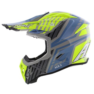 Airoh Aviator Ace 2 MX Helmet Proud - gloss yellow blue grey | eBay