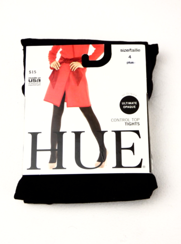 HUE Control Top Tights Ultimate Opaque 90 Denier Size 4 ~ 1 pair ~ Black NWT - Picture 1 of 4