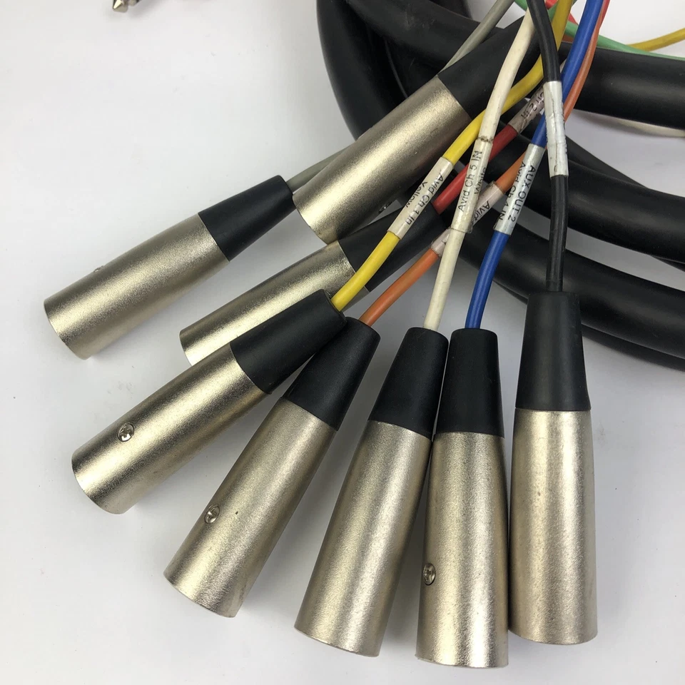 16' 8 x XLR 3 pin Male Jack to 8 x 1/4" 6.35mm Mono Male Plug Microphone Cable - Image 2 of 4