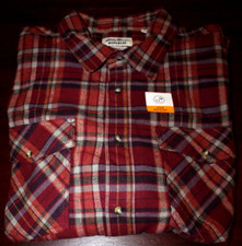 mens eddie bauer brawny workwear flannel shirt XXL nwt brick red multi plaid
