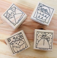 STAMPIN UP FESTIVE FOUR *Pumpkin, Easter, Snowman, Valentines* RUBBER STAMPS