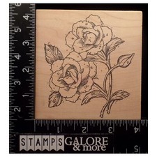 The Stamp Pad Co Rubber Stamps XL LONG STEMMED ROSES BUDS LEAVES FLOWERS 1319