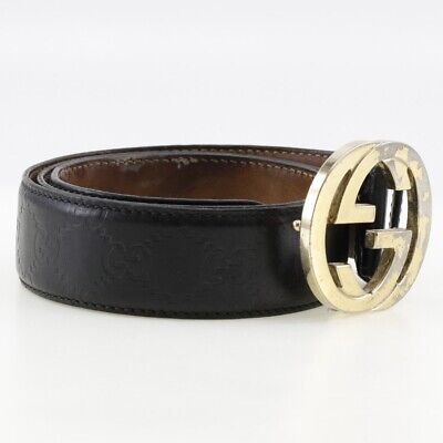 GUCCI Interlocking belt 114876 GG black Sima leather mens | eBay GUCCI Interlocking belt 114876 GG black Sima leather mens | eBay